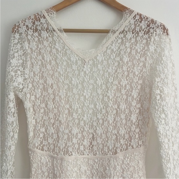 NWOT Free People Petra Mini Dress Lace Long Sleeve Mini Dress Ivory - Picture 10 of 12